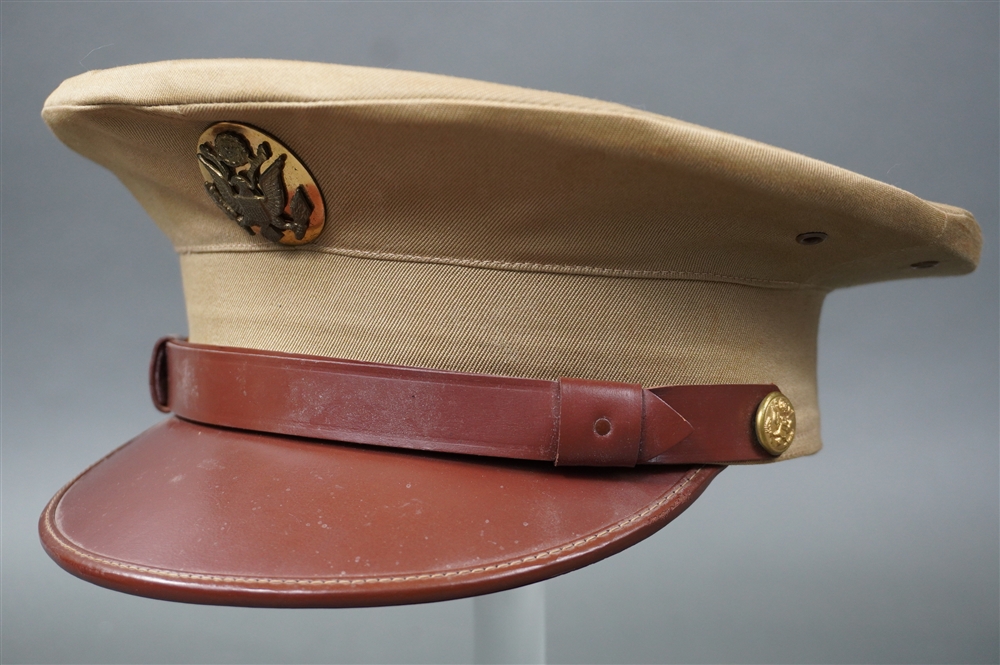 Original US WWII Army Enlisted Mans Khaki Visor Cap